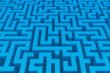 Blue maze abstract pattern design. Isometric depth labyrinth background. Abstract 3d illustration
