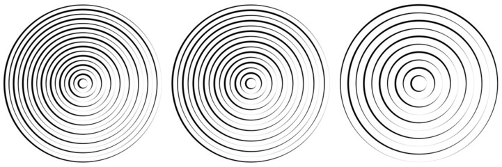 Converging radial, circular lines element