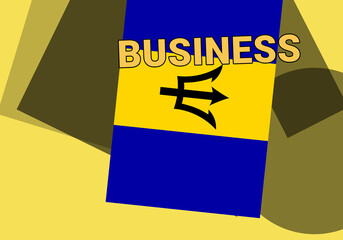 Barbados business.  Bridgetown  Barbados commerce concept. Flag on colorful