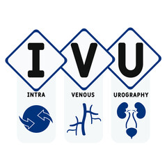 IVU intravenous urography acronym. business concept background.  vector illustration concept with keywords and icons. lettering illustration with icons for web banner, flyer, landing page