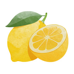 Lemon fruit Design elements. watercolour style vector illustration.