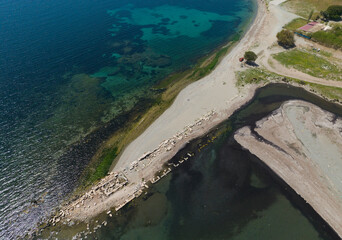 Sigacik Marina and Teos Ancient City Drone Photo, Cittaslow City Seferihisar, Izmir Turkey