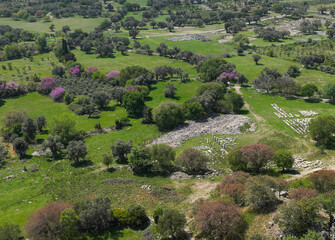 Fototapeta na wymiar Teos Ancient City Drone Photo, Cittaslow City Seferihisar, Izmir Turkey