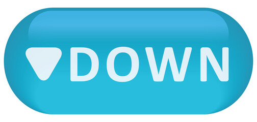 blue glossy icon button with down