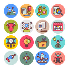 Startup Flat Round Icons - Vectors