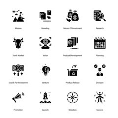 Startup Glyph Icons - Solid, Vectors