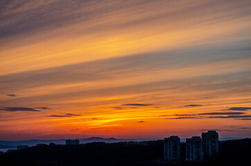 sunset over the city