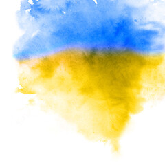 Ukraine yellow blue flag. Abstract watercolor background - 504166204