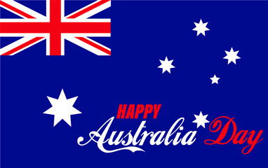 Happy Australia Day Creative Text Design with Flag