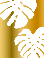 Monstera palm leaves illustration. Vector exotic tropical background. Abstract gradient retro nature wall art.