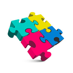 Fototapeta premium Puzzle pieces isolated on white background - vector