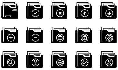 Set of Vector Icons Related to Folders. Contains such Icons as folder, file, document, storage, data, archive and more.