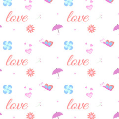 gentle and cute pattern with flowers in pastel colors