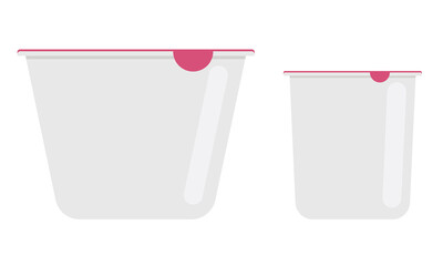 Set of two plastic packages for sour cream and yogurt. Flat. Vector.