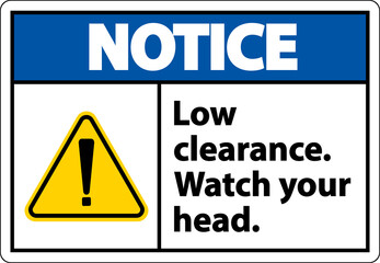 Notice Watch Your Head Sign On White Background