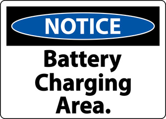 Obraz premium Notice Battery Charging Area Sign On White Background