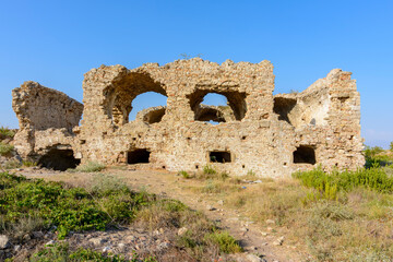 Byzantine hospital ruins in ancient Side, Turkey