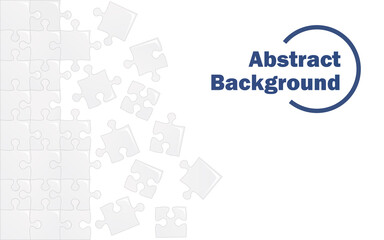 Background design with white puzzle. White and blue colors. Abstract texture. Presentation template. Vector illustration.