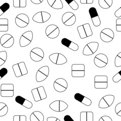 Seamless pattern of different pill shapes