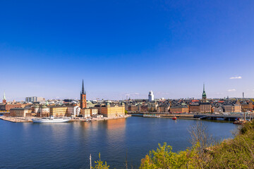 Obraz premium Stockholm city, Sweden. Beautiful panoramic view on a sunny day