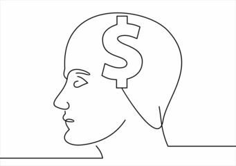 Person with dollar icon. man head Businessman with money sign.
