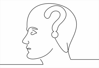 Human head with question mark symbol. 