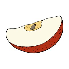 Hand drawn half of an apple. Illustration doodle eps 10 vector.
