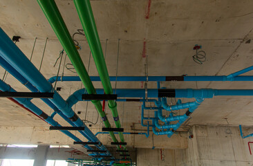 Pipe Systems, pipeline on building ceiling.