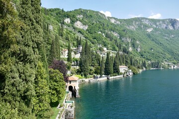 Fototapeta na wymiar Looking down the lake from Varenna, Lake Como, Italy