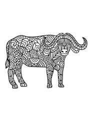 Cape Buffalo Mandala Coloring Pages for Adults