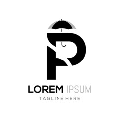 Letter P Umbrella Logo Design Vector. Initial P Umbrella Logo Design Vector Template Illustration.