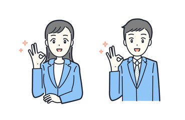 スーツでOKサインをする会社員のイラスト素材