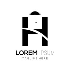 Letter H Umbrella Logo Design Vector. Initial H Umbrella Logo Design Vector Template Illustration.