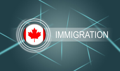 flag of canada and inscription immigration