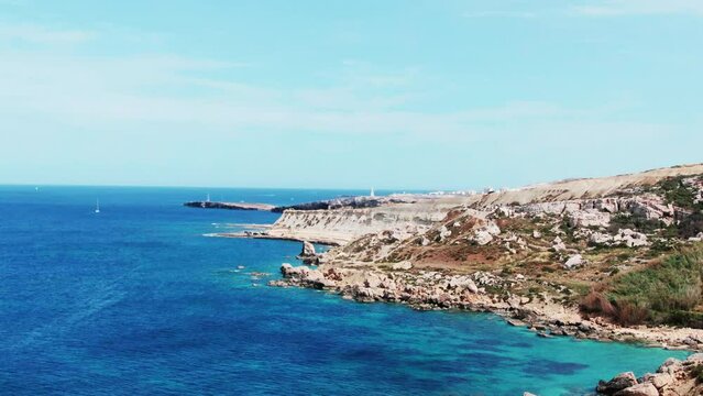 St Pauls Island and the city of Bugibba in Malta