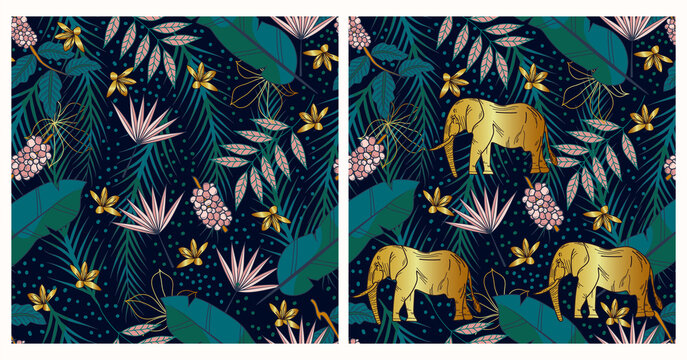 set flora and fauna abstract seamless pattern illustration. patterns for textile fabrics or paper.