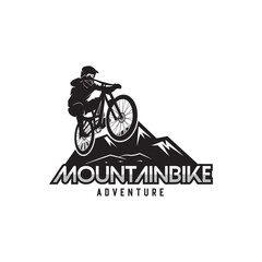Mountain bike logo design, vector illustration