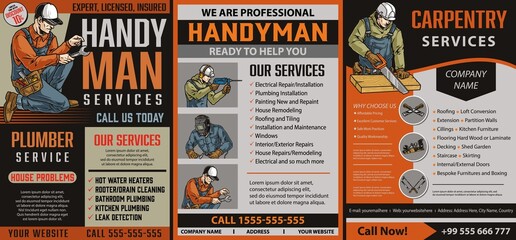 Handyman specialists colorful posters set