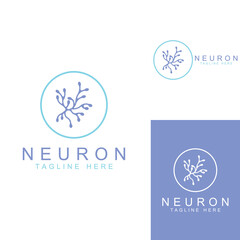 Neuron logo or nerve cell logo with concept vector illustration template.