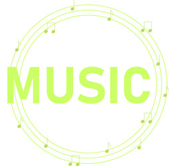 Music logo with notes in green color. Great for shop, label, record company.
