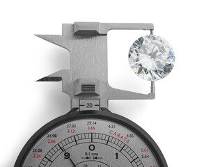 Diamond Measurement. Diamond measured in gauge. Diamond size instrument tool. 