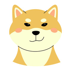 Cute shiba inu puppy with a grin. Playful purebred head and chest pet. Cute hand-drawn style. Perfect for advertising a kennel, pet store or blog avatar