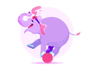 Flat vector circus elephant. Fun, cute, and colorful.