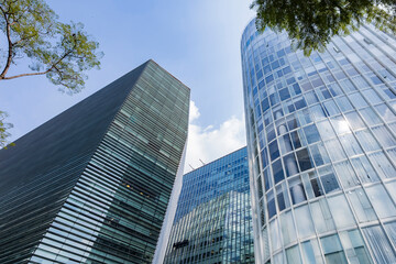 commercial buildings viewed from the bottom up , Mexico City, Mexico