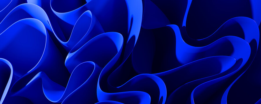 abstract background with dark blue curves – 3d illustration