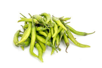 Green Chilli - Fresh Green Chilli, isolated in plain background, shot using studio lighting and macro setup. 