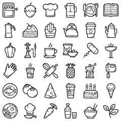 Food Flat Icon Set Isolated On White Background