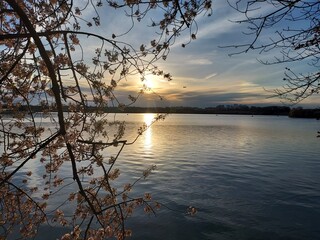 sunset over lake