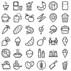 Food Flat Icon Set Isolated On White Background