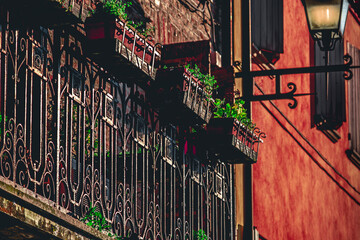red balcony background closeup copy space book cover texture